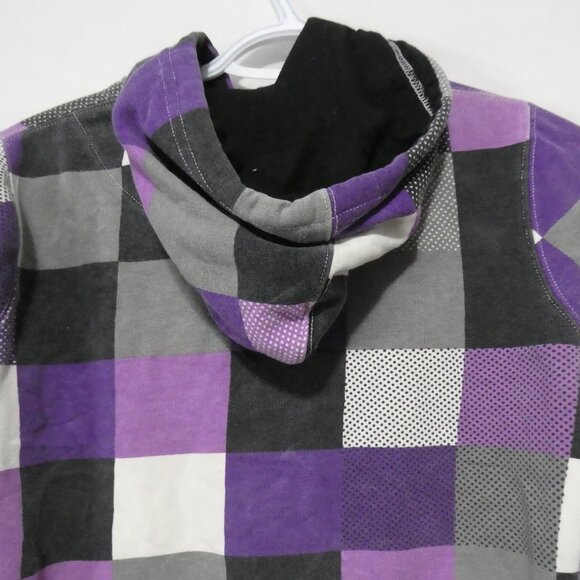 WEST FORTYNINE | medium | Checkered Hoodie With Zip - Hood - Thumbholes *stains - Picture 12 of 16